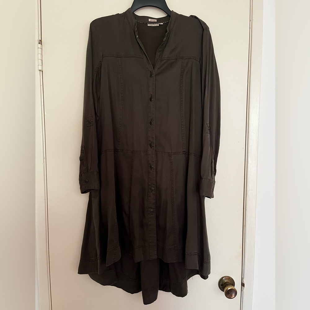Brown Button-Down Shirt Dress